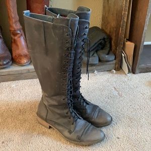 Charles David regiment distressed lace up tall boots 7